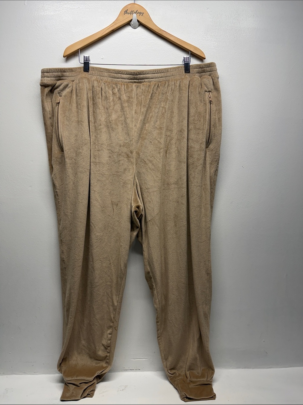 Skims Velour Joggers Track Pants Stretch Pull On Zipper Pockets Brown Plus 3X